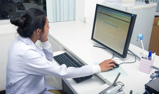 Doctor using a computer