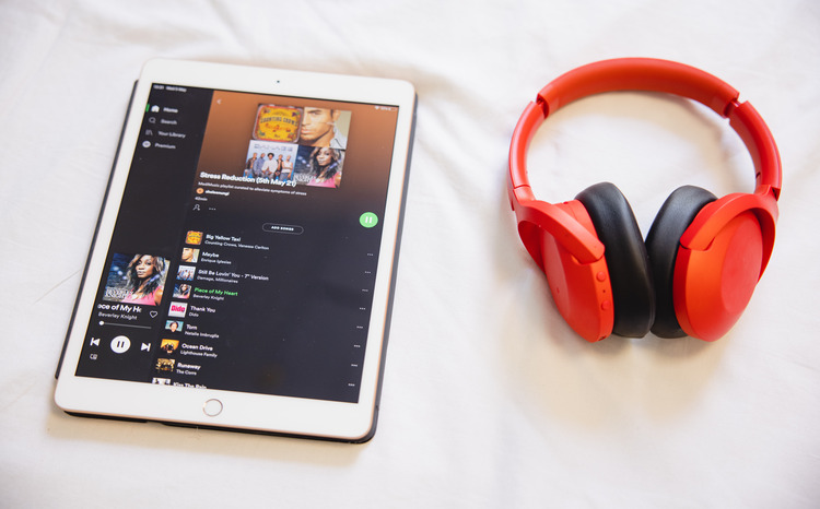 A tablet and headphones from MediMusic